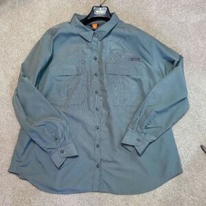 Eddie Bauer Women UPF Vented Guide Shirt Long Sleeve Roll Tab Sage Green Plus 2X